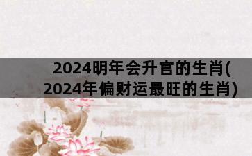 2024明年会升官的生肖(2024年偏财运最旺的生肖)插图1