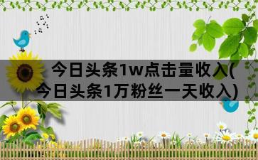 今日头条1w点击量收入(今日头条1万粉丝一天收入)插图1