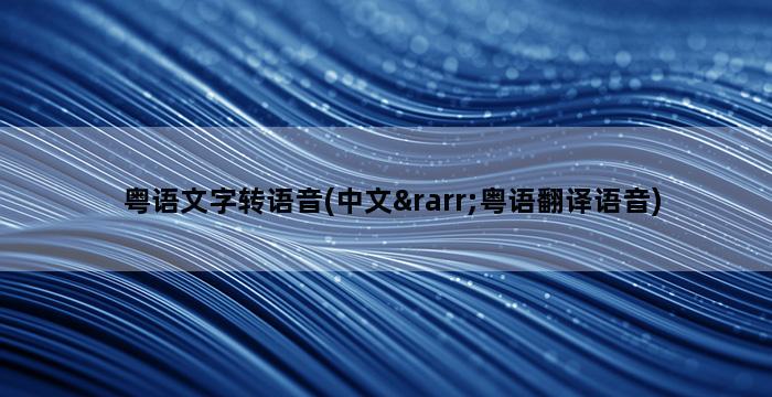 粤语文字转语音(中文→粤语翻译语音)插图1